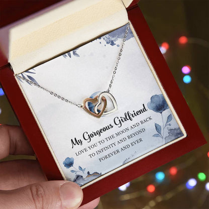 My Gorgeous Girlfriend Interlocking Hearts Necklace Message Card