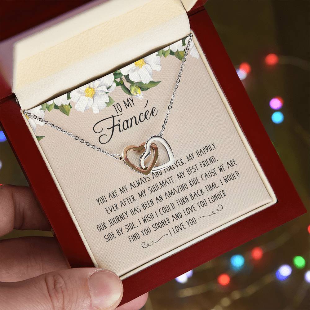 To My Fiancée Interlocking Hearts Necklace Message Card