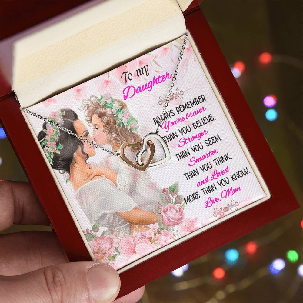 Mother Daughter Necklace Interlocking Hearts Necklace For Daughter To My Daughter Message Card Necklace