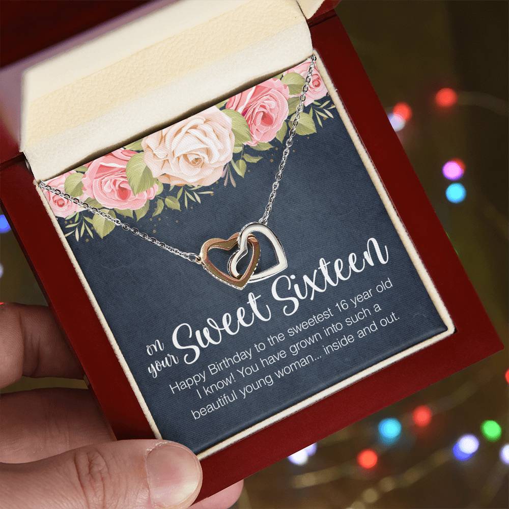 Sweet Sixteen Necklace Sweet 16 Birthday Gift Interlocking Heart Necklace Gift For 16Th Birthday Sweet 16 Gifts Interlocking Hearts Necklace