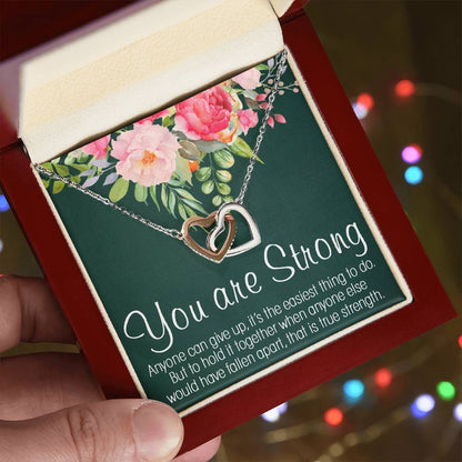 Inspirational Interlocking Hearts Necklace Gift Necklace Motivational Gift Encouragement Gift Empowering Cancer Illness Jewelry