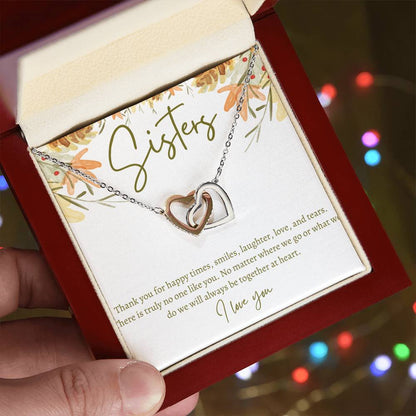 Sisters Necklace Gift For Sister Birthday Gift Sister Jewelry Big Sister Jewelry Little Sister Thoughtful Gift Message Card Interlocking Hearts Necklace