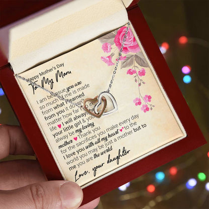 Happy Mother'S Day I Am Because You Are So Much Of Me. Interlocking Hearts Necklace