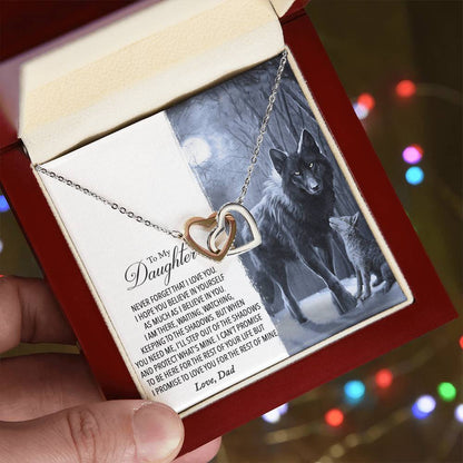 To My Daughter - Never Forget That I Love You Interlocking Hearts Necklace