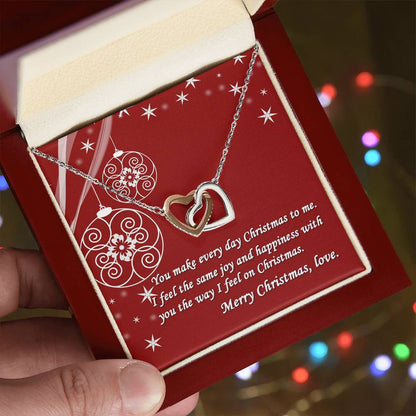 Merry Christmas Gift Interlocked Cubic Zirconia Stones Pendant For Love Interlocking Hearts Necklace