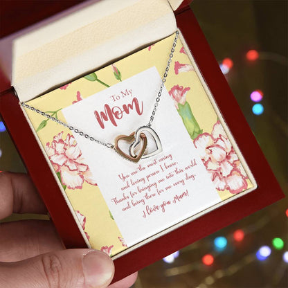 To My Mom You Are The Most Caring And Loving Person I Know Interlocking Hearts Necklace