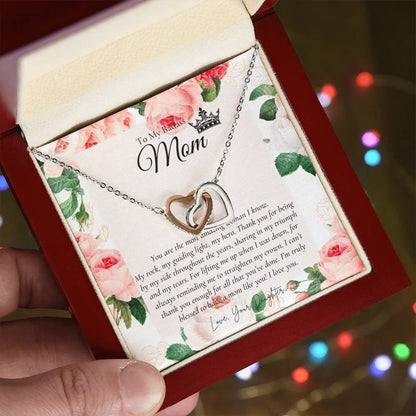 To My Beautiful Mom Necklace Badass Mom Gift Mother’S Day Gift Birthday Gift Gift From Daughter On Wedding Day Interlocking Hearts Necklace