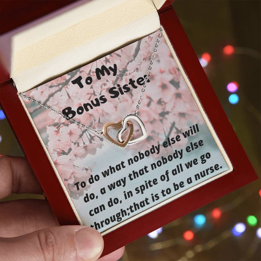 To My Nurse Sister Interlocking Hearts Necklace