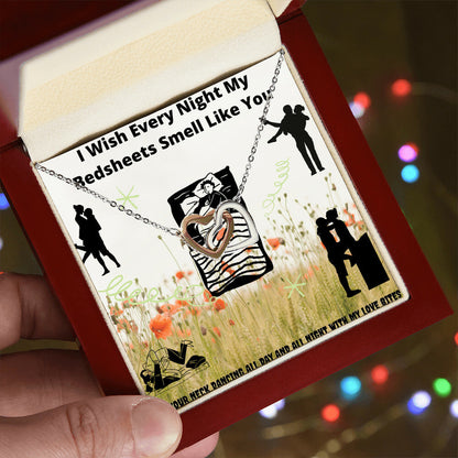 I Wish Every Night My Bedsheets Smell Like You - Gift For Future Wife Interlocking Hearts Necklace