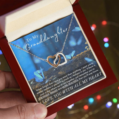 To My Granddaughter Butterfly Necklace - A Unique Gift She Can Cherish Forever Interlocking Hearts Necklace
