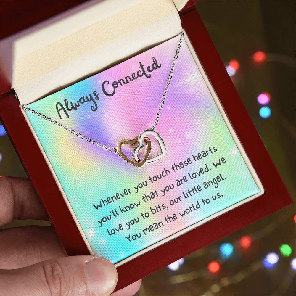 Always Connected - Daughtergranddaughter Connected Hearts Rose Gold Necklace Interlocking Hearts Necklace