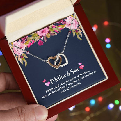 Mother & Son - Never Truly Apart Interlocking Hearts Necklace