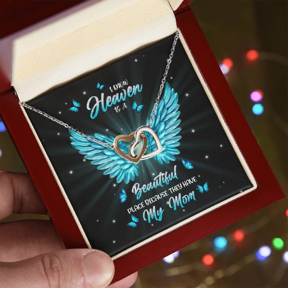 Gift For Mom - Heaven Have My Beautiful Mom - The Interlocking Heart Necklace Interlocking Hearts Necklace