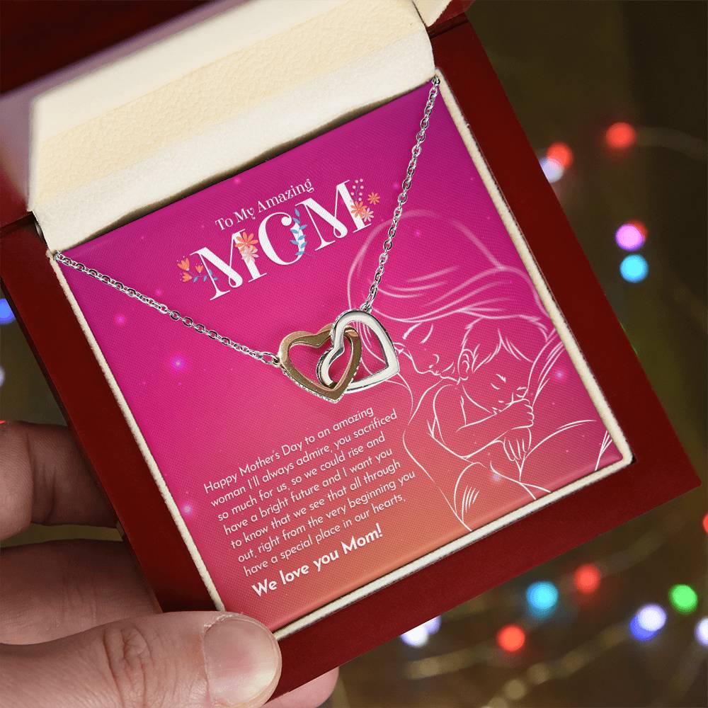 My Amazing Mom Interlocking Hearts Necklace