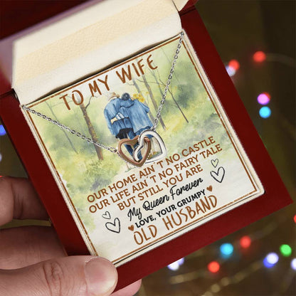 To My Wife - My Queen Forever Interlocking Hearts Necklace