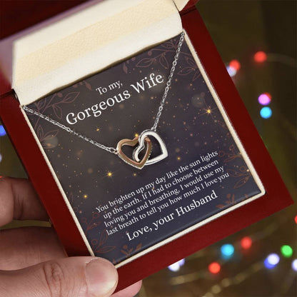 To My Gorgeous Wife - Interlocking Hearts Necklace