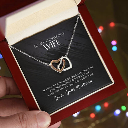 Interlocked Heart Necklace - For Wife Interlocking Hearts Necklace