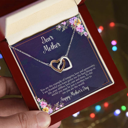 Mother'S Day Gift- Dear Mother Necklace Interlocking Hearts Necklace