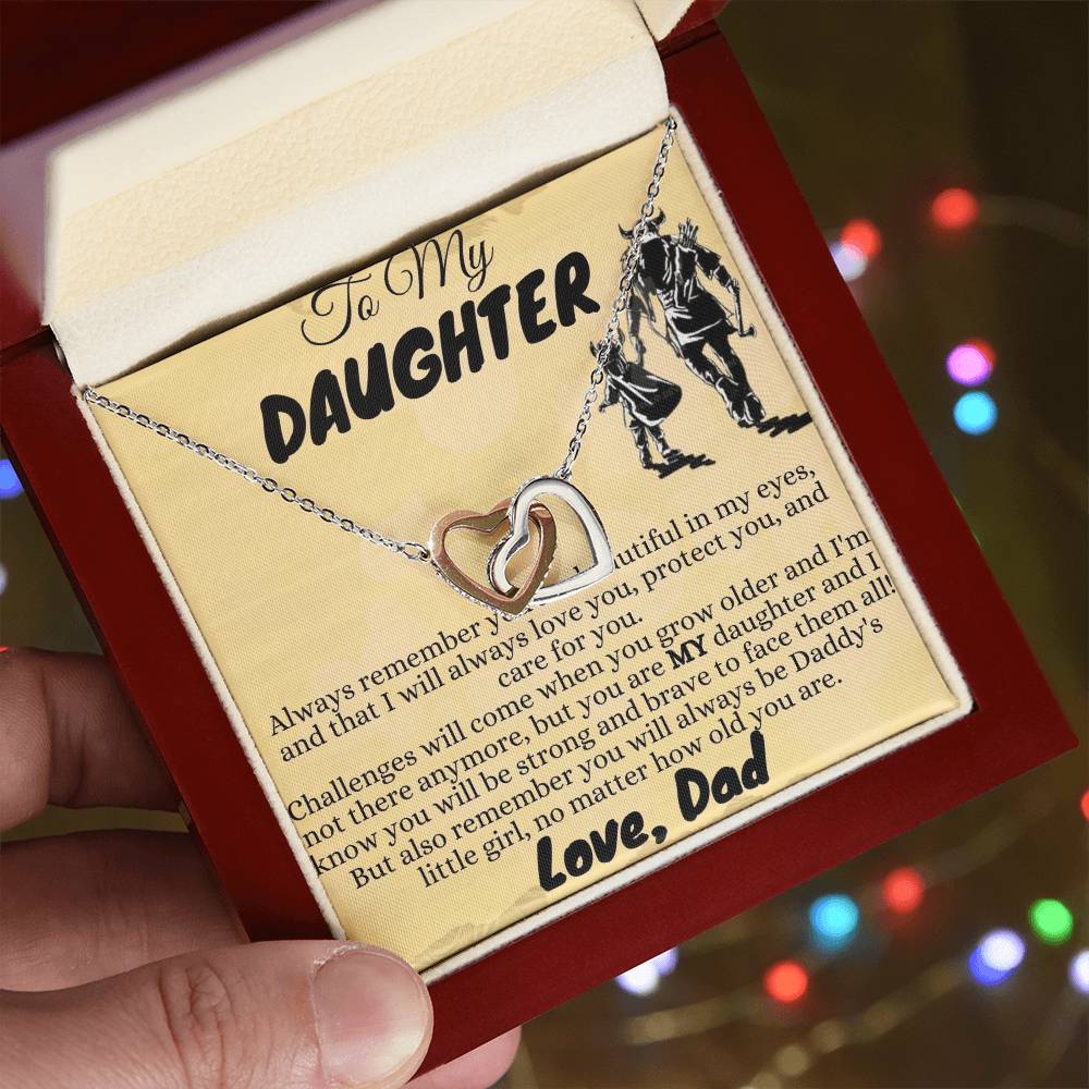 To My Lovely Daughter - Interlocking Hearts Necklace