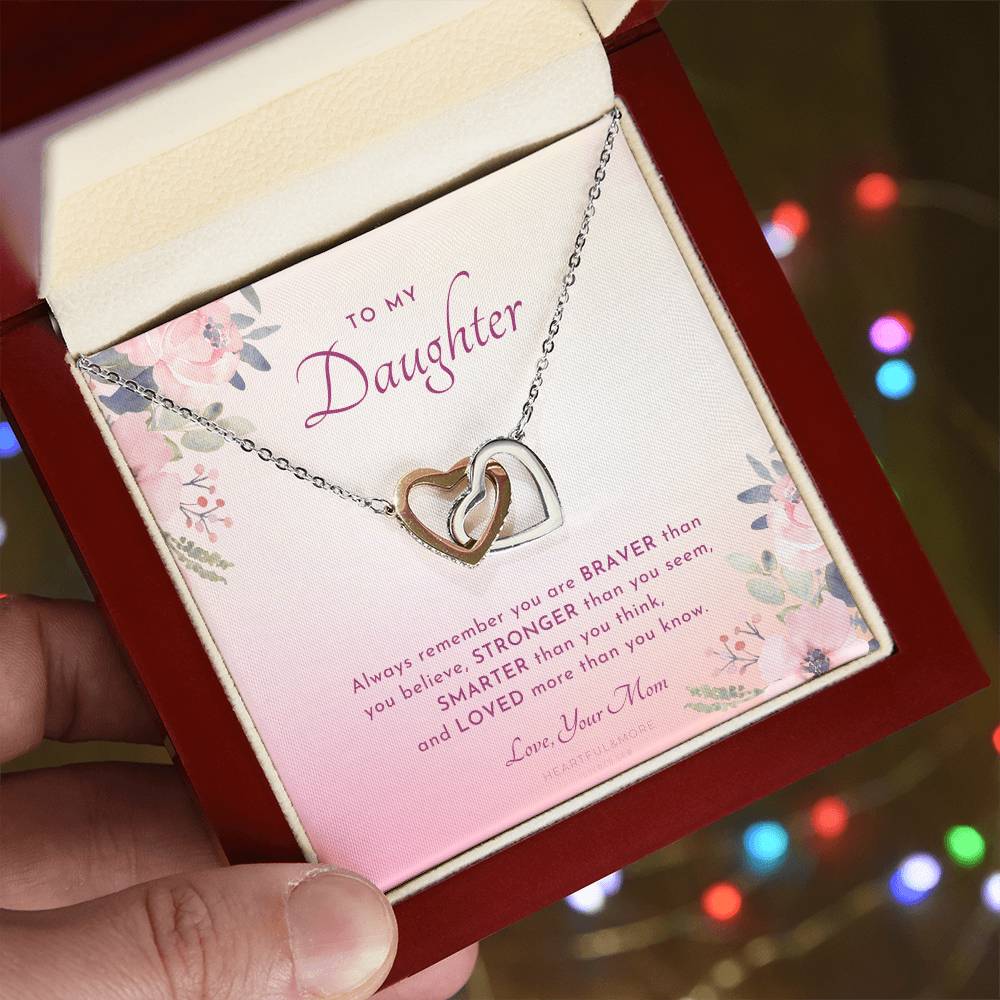 To My Daughter Always Remember Gift For Daughter From Mom Daughter Birthday Graduation Christmas Present Interlocking Hearts Necklace