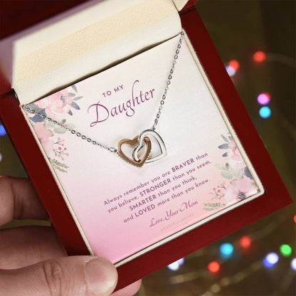 To My Daughter Always Remember Gift For Daughter From Mom Daughter Birthday Graduation Christmas Present Interlocking Hearts Necklace