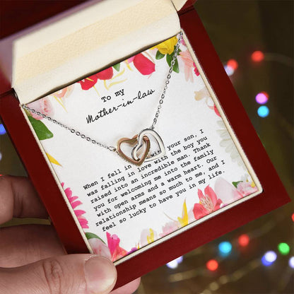 To My Mother In Law When I Fell In Love With Your Son Interlocking Hearts Necklace
