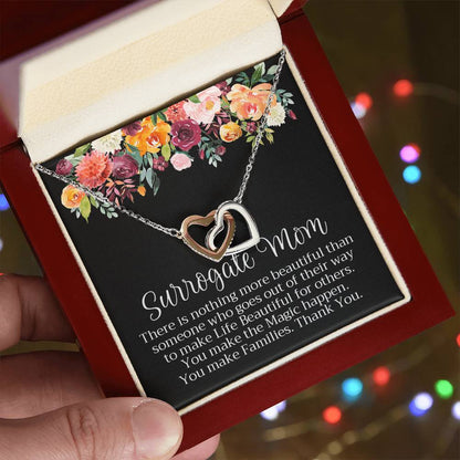 Surrogate Mom Necklace Mother'S Day Gift Interlocking Hearts Necklace