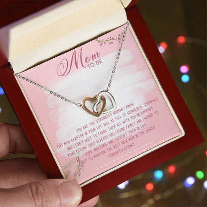 Mom To Be Interlocking Hearts Necklace Message Card