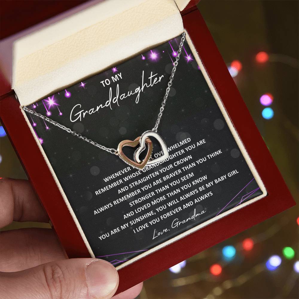 To My Granddaughter Interlocking Hearts Necklace Message Card