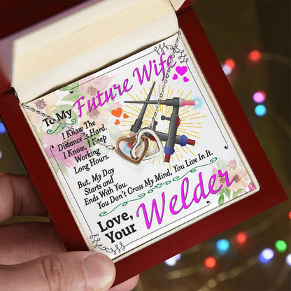 Welder'S Future Wife - Interlocking Heart Necklace Interlocking Hearts Necklace