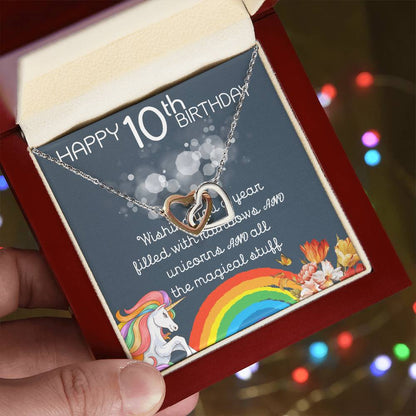 10Th Birthday Necklace Gifts For Girls Cute Unicorn 10 Years Old Girl Jewelry Gift For Daughter Niece Interlocking Necklace Xu246Il03 Interlocking Hearts Necklace