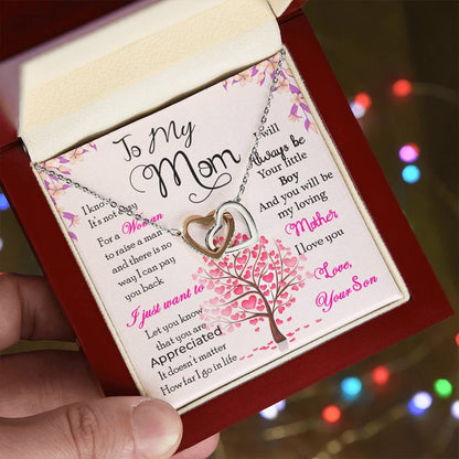 To My Mom - Thank You For Always Being There - Mother'S Day Gift Necklace For Mom Jewelry Gift From Son Interlocking Hearts Necklace