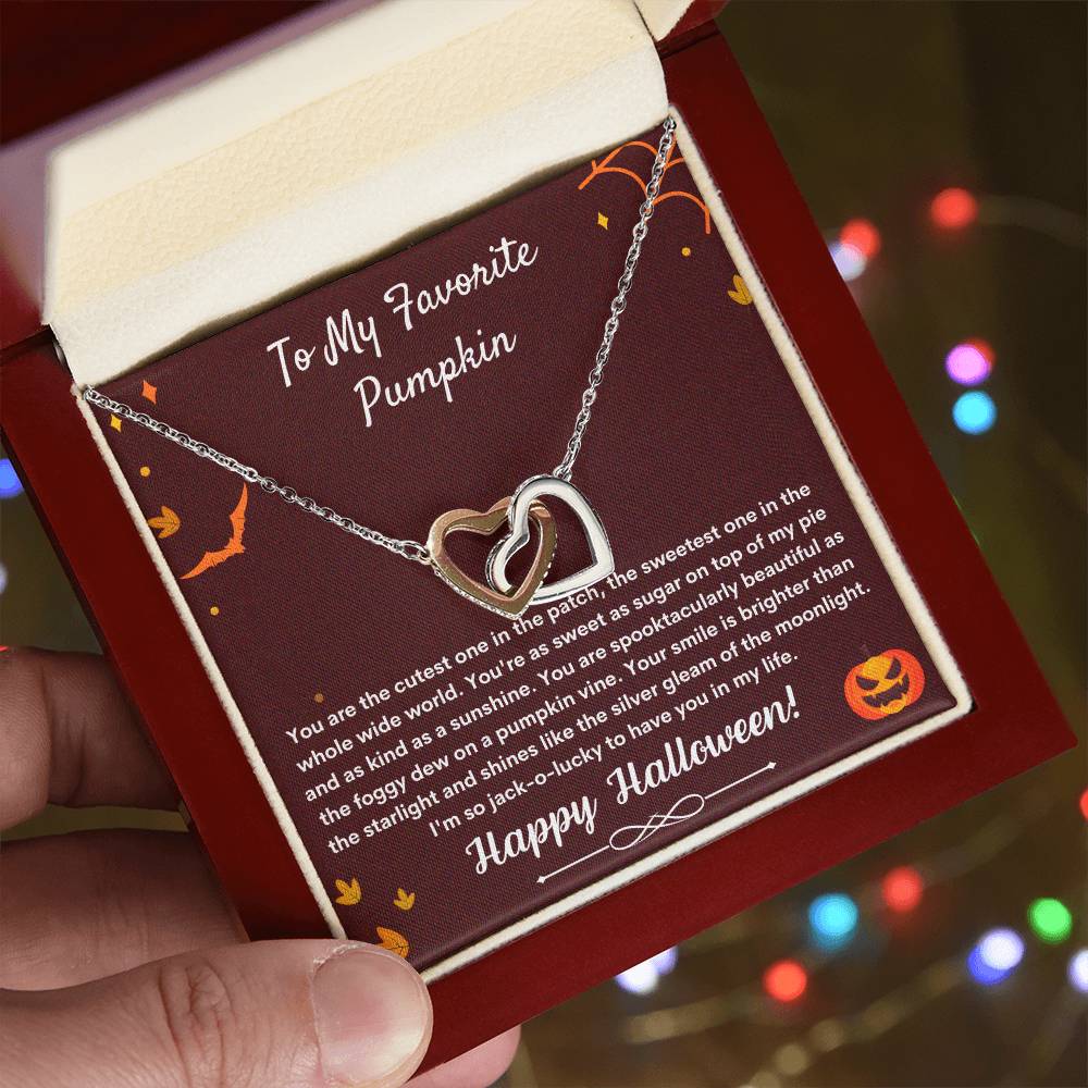 To My Favorite Pumpkin - Happy Halloween - Necklace Interlocking Hearts Necklace