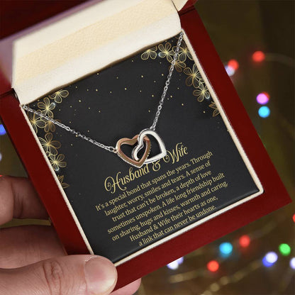 Husband & Wife Interlocking Hearts Necklace Message Card