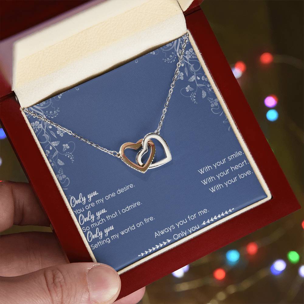 Only You Interlocking Hearts Necklace Message Card