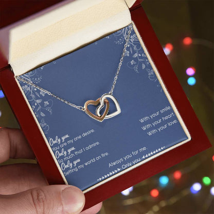 Only You Interlocking Hearts Necklace Message Card