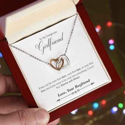 To My Gorgeous Girlfriend Necklace Gift Ideas Interlocking Hearts Necklace