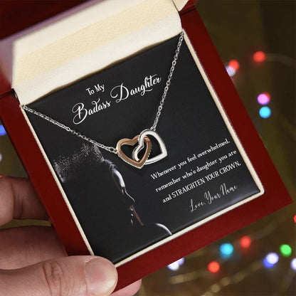 To My Badass Daughter Badass Daughter Necklace Gift For Daughter Necklace To My Badass Daughter Daughter Birthday Interlocking Hearts Necklace