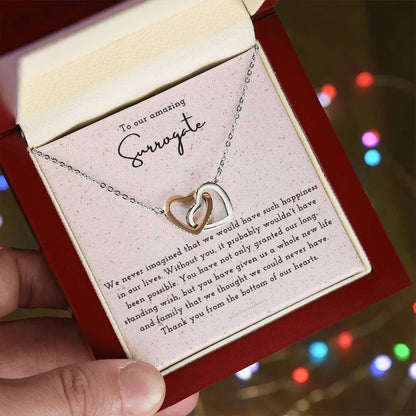 Surrogate Appreciation Gift Surrogate Gift Surrogate Gift With Message Card Surrogate Transfer Day Thank You Gift Interlocking Hearts Necklace