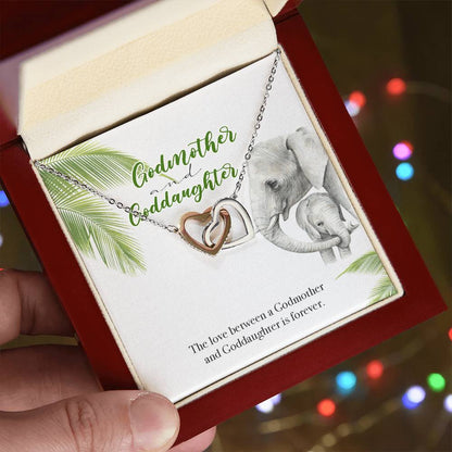 Godmother Goddaughter Gift Necklace Emotional Message Card Interlocking Hearts Necklace