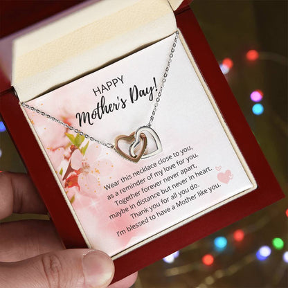 Mother'S Day Interlocking Heart Necklace - 316 Steel With 18K Rose Gold Finish And Cubic Zirconia Stones Interlocking Hearts Necklace