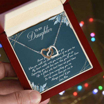 To My Daughter Interlocking Hearts Necklace Message Card
