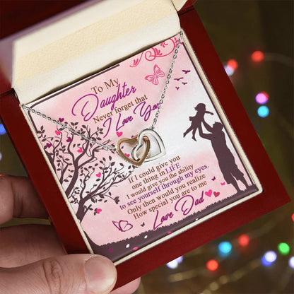 To My Daughter - Never Forget That I Love You - Interlocking Hearts Necklace