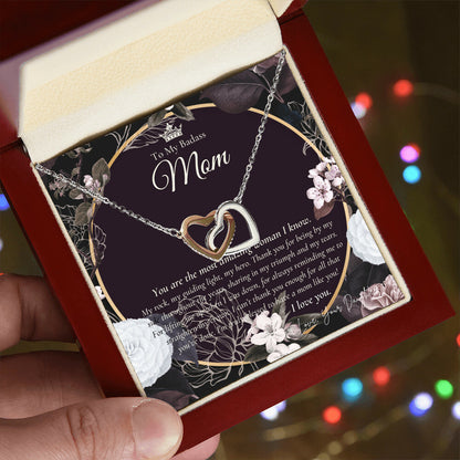 To My Badass Mom Necklace Badass Mom Gift Mother’S Day Gift Birthday Gift Gift From Daughter On Wedding Day Interlocking Hearts Necklace