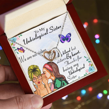 To My Unbiological Sister Necklace Interlocking Hearts Necklace