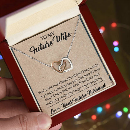 To My Future Wife Interlocking Hearts Necklace Message Card