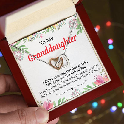 To My Granddaughter - I Love You For The Rest Of My Life Interlocking Hearts Necklace