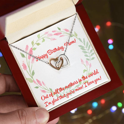 Happy Birthday Two Hearts Necklace For Mom Interlocking Hearts Necklace