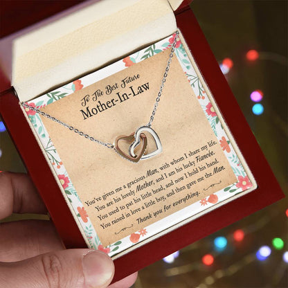 Gift For Future Mother-In-Law - You'Ve Given Me A Gracious Man 2 - Interlocking Interlocking Hearts Necklace