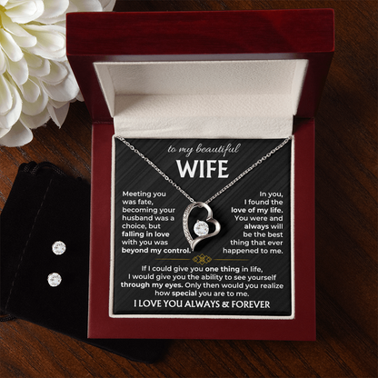 To My Wife - I Love You Always & Forever - Forever Love Necklace & Earring Set